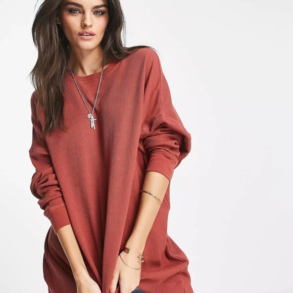 Free People Tops - Free People Early Night Waffle Thermal Oversize Soft Cotton Top